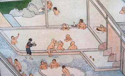 Японские общественные бани в средневековье выглядели примерно так