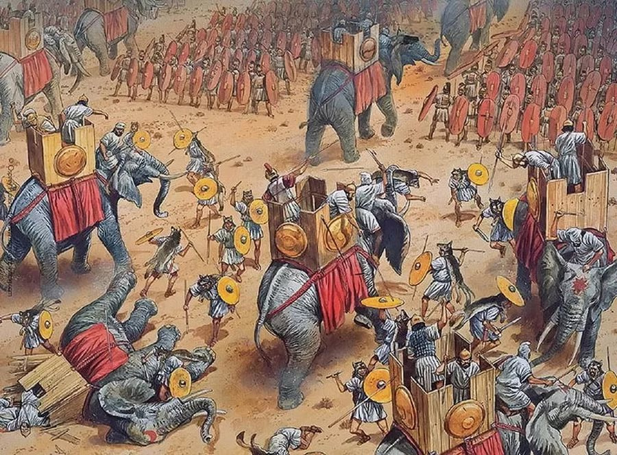 Сцена начального этапа сражения при Заме (202 г. до н.э.) между Карфагеном и Римом
