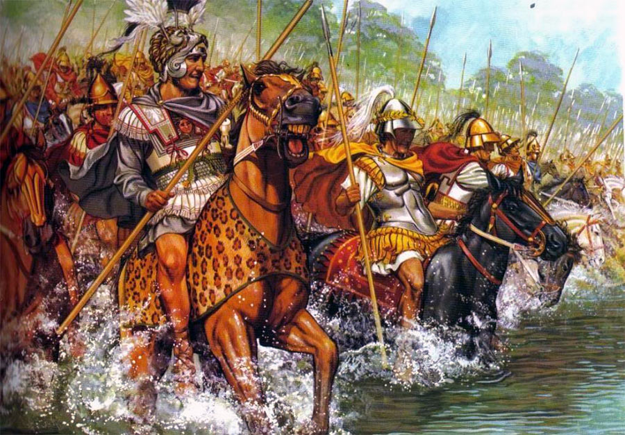 Александр Македонский и его гвардия форсирует реку Граник