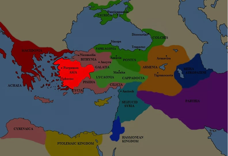 Карта Пергамского царства в III веке до н.э.