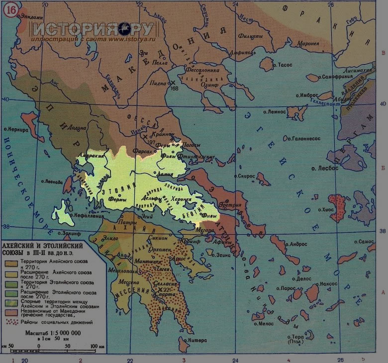 Карта территории Этолийской области в III в. до н.э.