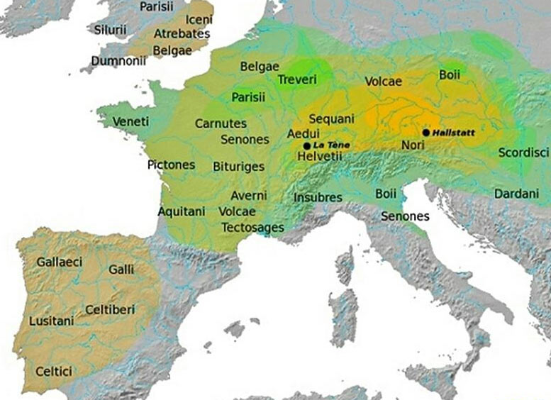 Карта расселения европейских племен в начале железного века