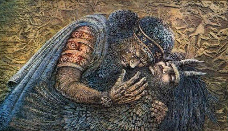 Гильгамеш оплакивает гибель своего друга Энкиду 