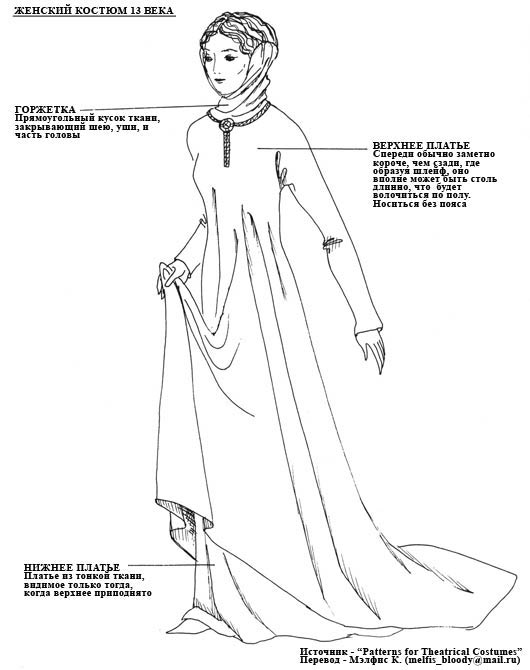 Женский костюм 13 века