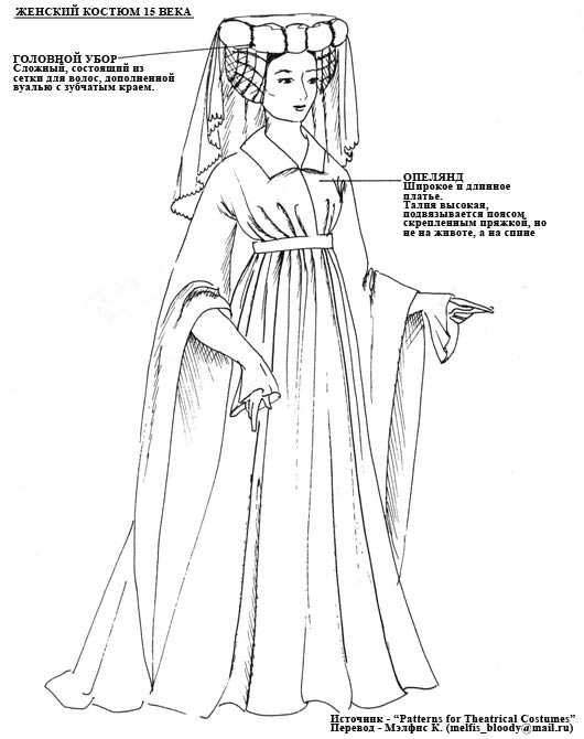 Женский костюм 15 века