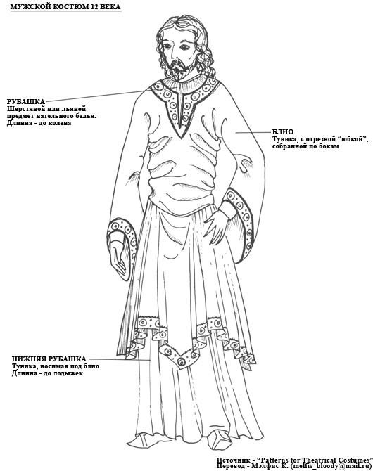 мужской костюм 12 века