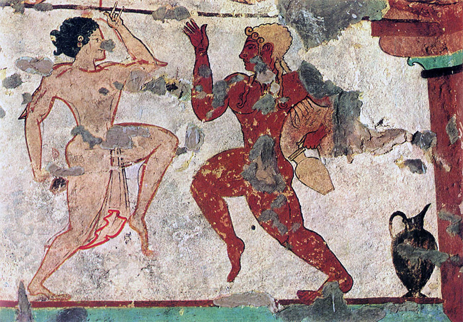Образец искусство этрусков - фреска изображающая танцоров