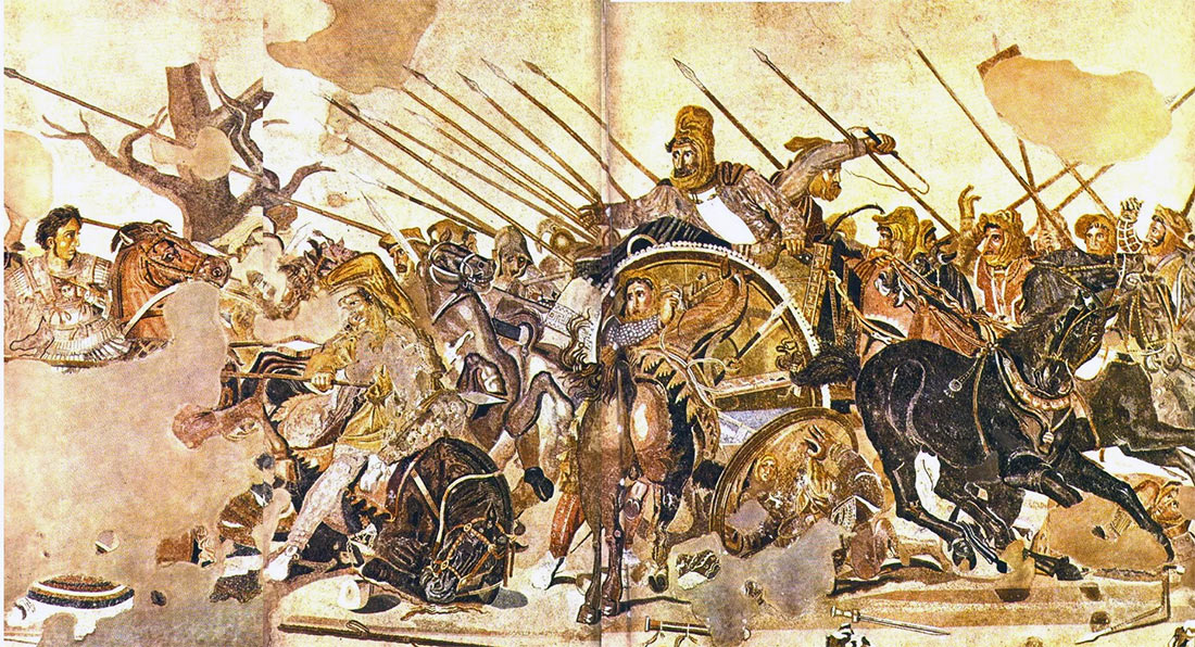 Победа Александра Македонского над Дарием III в битве при Гавгамелах, мозаика